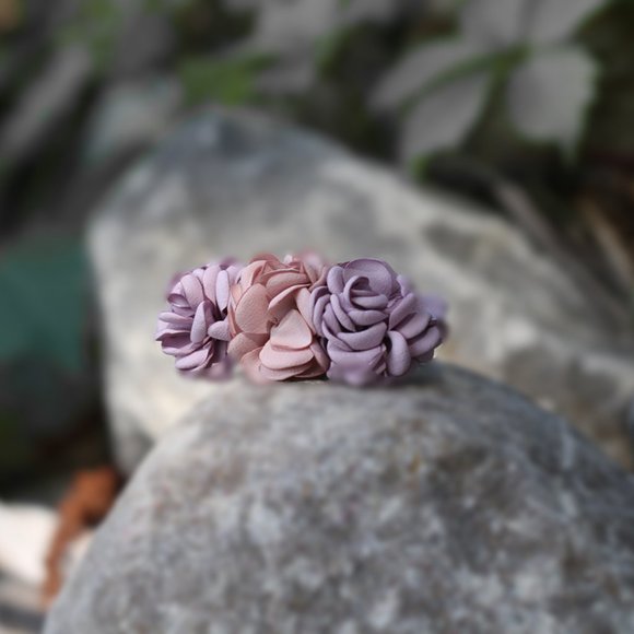 Handmade Satin Pink Rose Flower Lavender Beautiful Hair Barrette Clip for Her - Picture 8 of 11